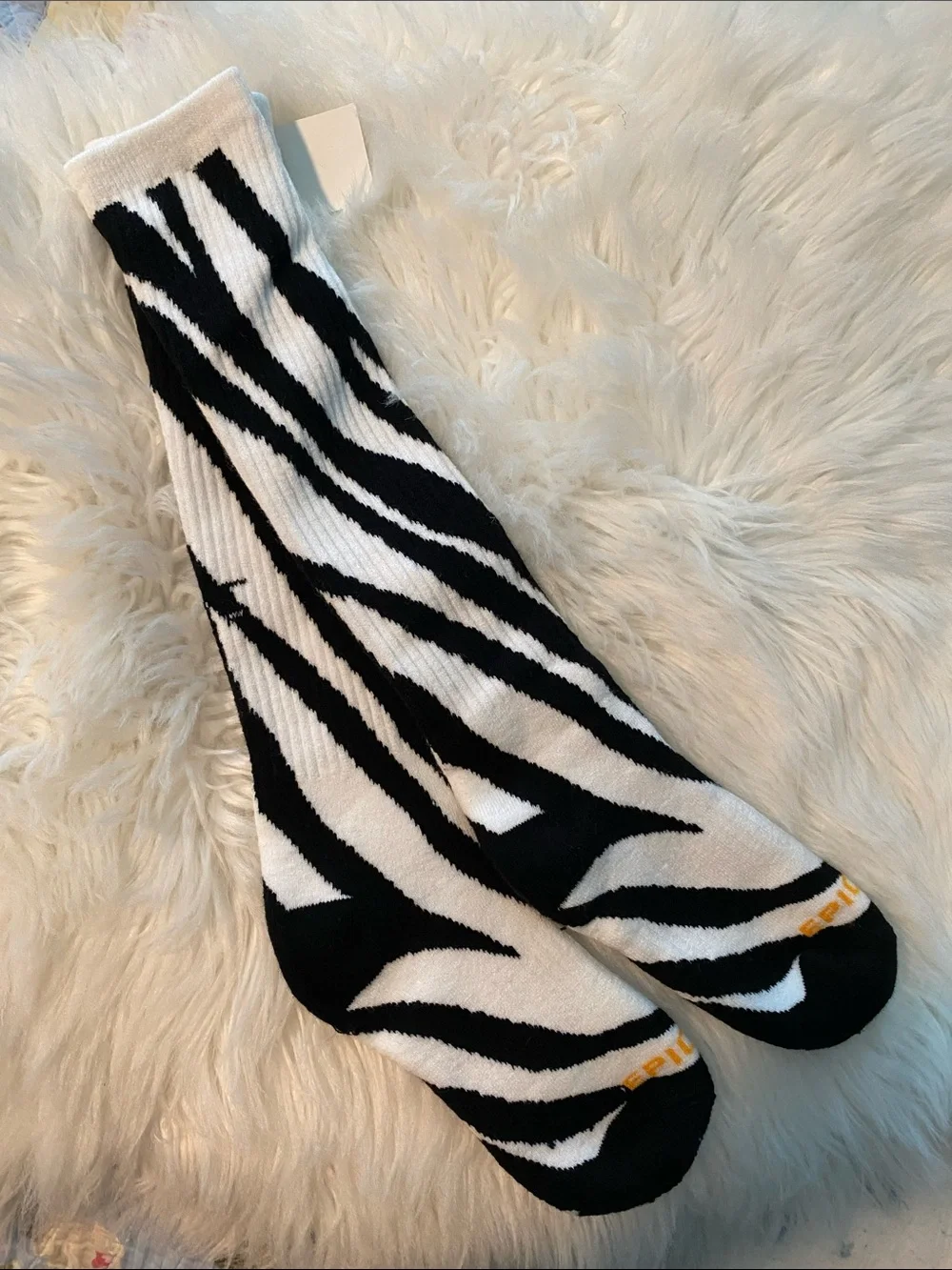 Nwt Black & White Zebra Print Knee-High Socks